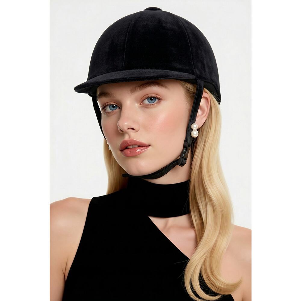Troxel Black Velvet Grand Prix Classic Equestrian Riding Helmet Size 6 7/8